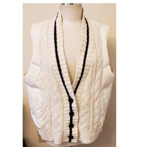 Cashmere /Silk Luxury Style Design Vest May D.Wang Size-L Beige/White